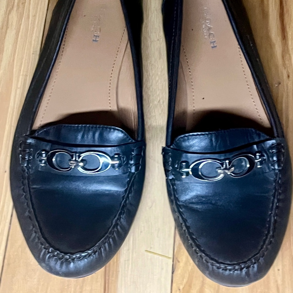 Coach Leather Black Flats
